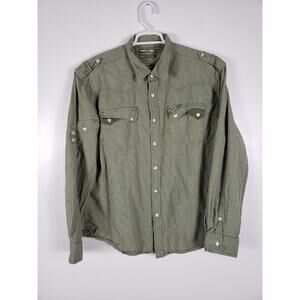 (M5) Vintage Y2K ECKO UNLTD Shirt Mens Size 2XL Olive Green Roll Tab Sleeve